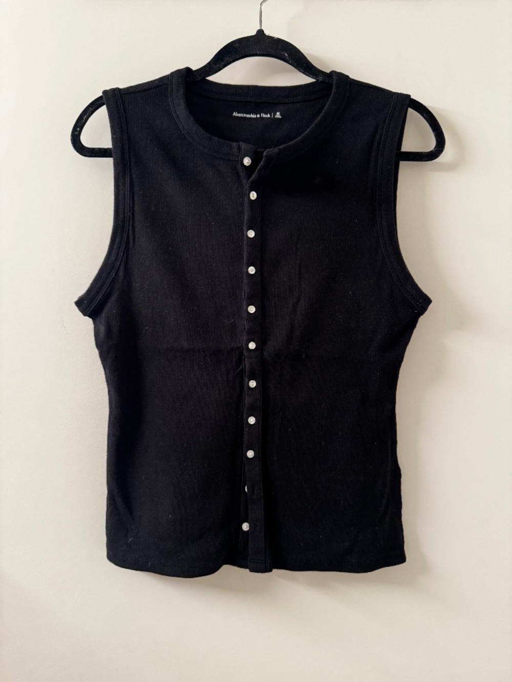 Abercrombie & Fitch Black Button Down Ribbed Tank (Size Large)